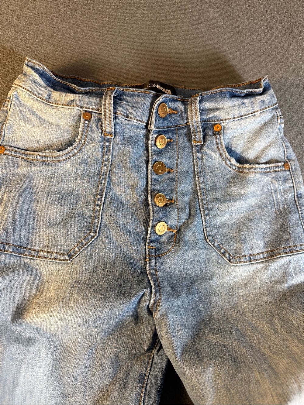Fashion Nova Light Blue High-Rise Button-Fly Jeans